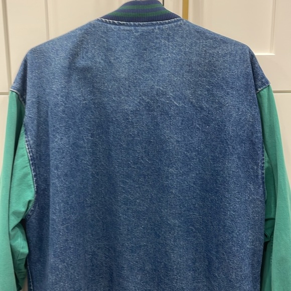 Vintage 1990s Street Worn Denim and Green Bomber Jacket - Picture 5 of 16